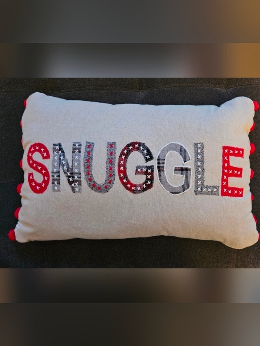 Hallmark "Snuggle" Bed Chair Lumbar Pillow Flannel Plaid